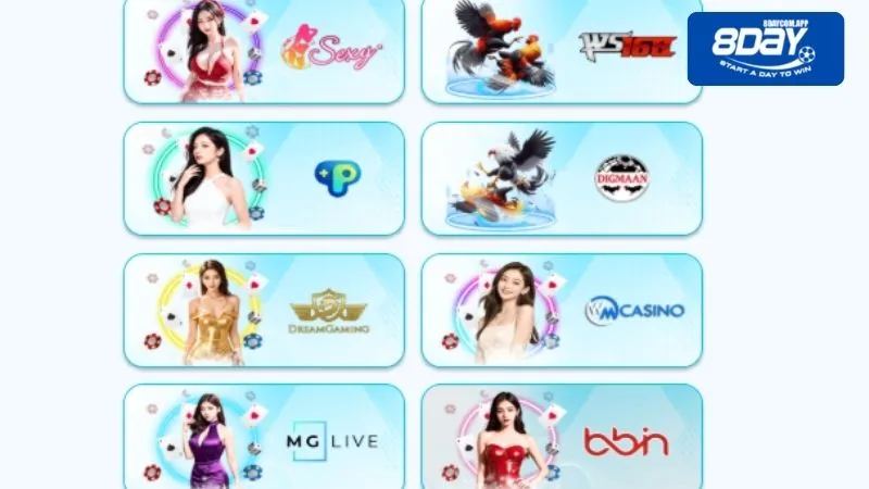 Giới thiệu 8DAY - Nhà cái đẳng cấp uy tín số 1 hiện nay 3 Sòng bài trực tuyến hấp dẫn chơi là mê