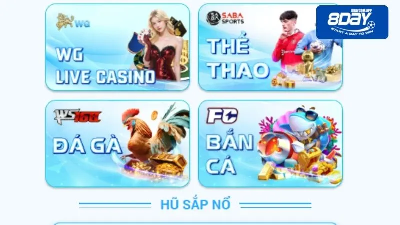 Giới thiệu 8DAY - Nhà cái đẳng cấp uy tín số 1 hiện nay 2 Game giải trí phong phú cho hội viên khám phá